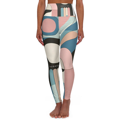 Chic Sweat Symphony leggings by Dazzling Dreams Studio showcasing pastel hues and intricate patterns for a stylish workout.