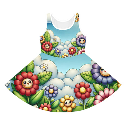 Bella Papillon Girls Floral Sundress by Dazzling Dreams Studio featuring vibrant summer colours and whimsical design, perfect for little girls.