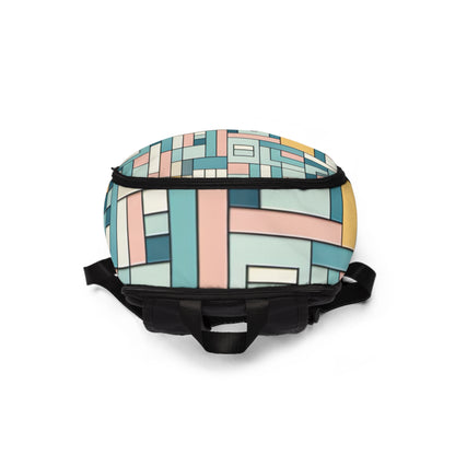 Spacious and durable Geometric Pattern Pastel Backpack from Dazzling Dreams Studio, perfect for fashion-forward individuals seeking both style and practicality.