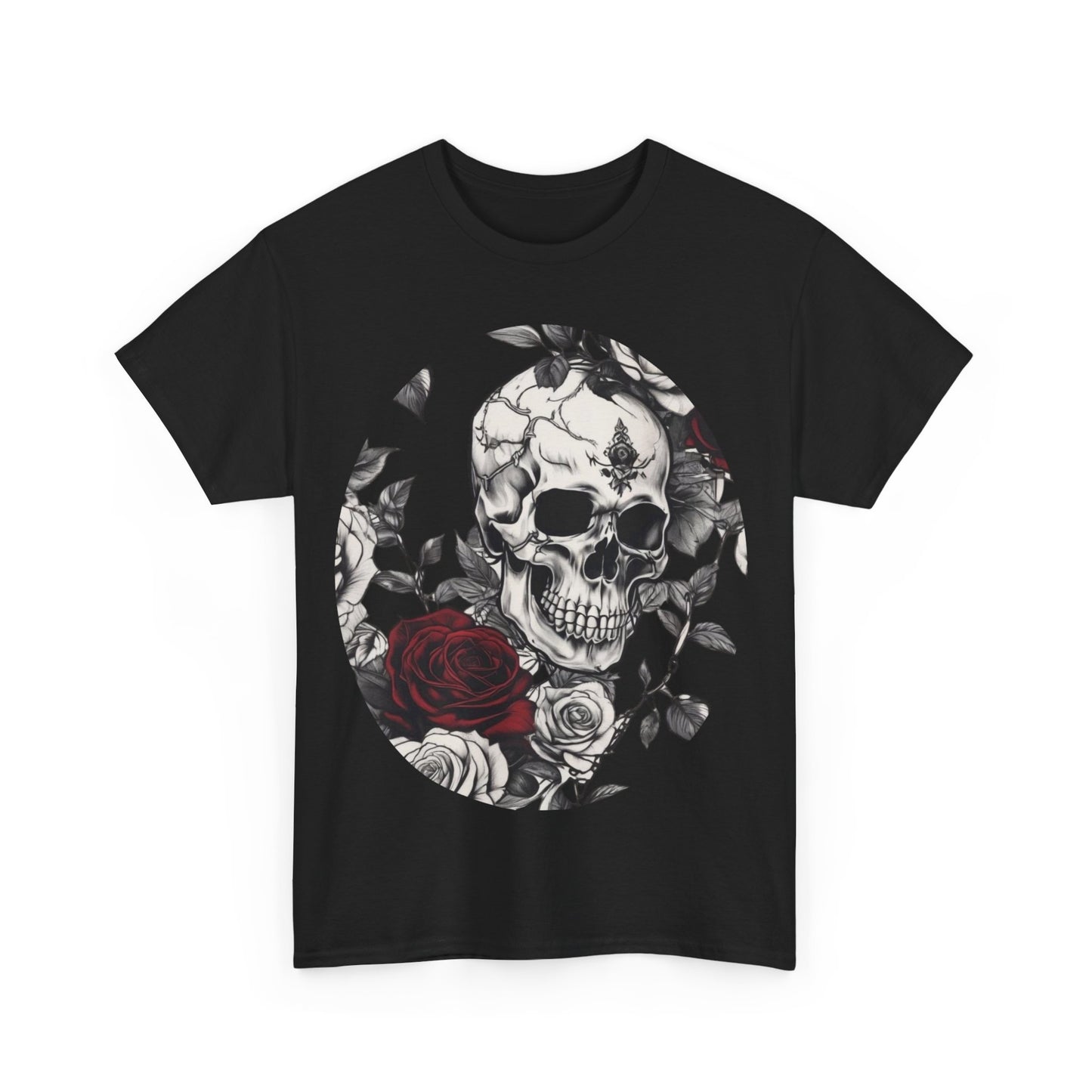 Skulls and Roses Cotton Tee, Unisex Graphic Shirt,