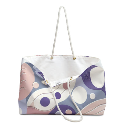 Versatile and fashionable Pastel Globe Weekender Bag by Dazzling Dreams Studio, perfect for short trips, gym sessions, or as an overnight bag with stunning pastel hues.