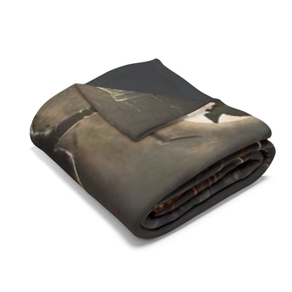 Sophisticated Decorative and Warm Halloween Spooky Arctic Fleece Blanket neatly folded, emphasising its plush texture and elegant Halloween charm.