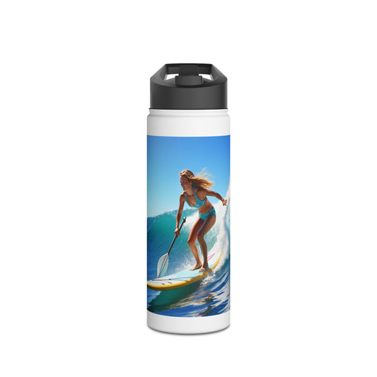 Elegant Fantasy Paddleboarding Stainless Steel Water Bottle showcasing a stylish design, ideal for staying hydrated while enjoying water sports.
