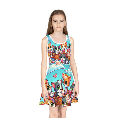 Close-up of the soft, breathable fabric of the Penelope Sprout Girls' Summer Picnic Sundress by Dazzling Dreams Studio, ensuring comfort for active little girls.