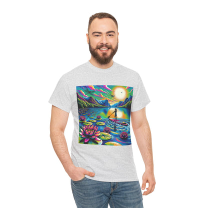 High-quality fabric of Delightful Paddle Board T-Shirt by Dazzling Dreams Studio, highlighting comfort and style for paddleboarding adventures.