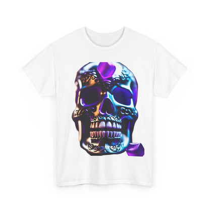 Front view of the eye-catching Demonic Skull Graphic T-Shirt featuring a striking skull design, ideal for fashion enthusiasts seeking unique urban streetwear.