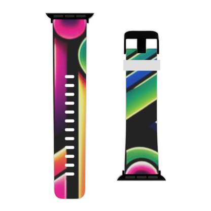 Close-up view of the DesignVista Modern Neon Geometric Apple Watch Band featuring stunning neon colours by Dazzling Dreams Studio.