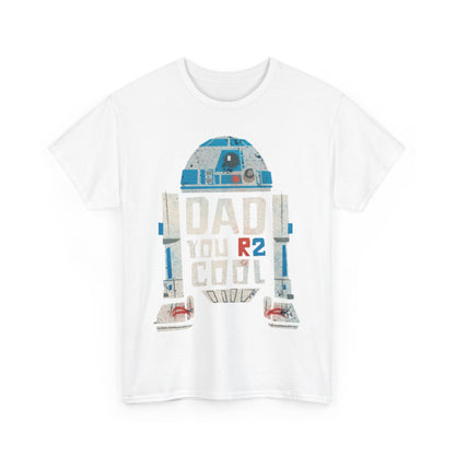Elegant Star Wars R2D2 DAD Graphic T-Shirt showcasing a striking graphic of R2-D2 along with the playful text 'DAD YOU R2 COOL'.