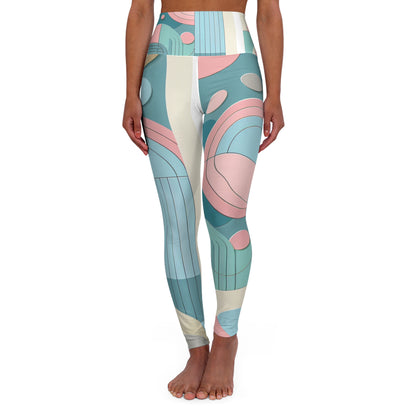 Modern Pastel Pattern Leggings by Dazzling Dreams Studio showcasing a luxurious minimalist geometric design in soft pinks, baby blues, yellows, and mint greens for a chic and stylish look.