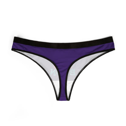 Chic women's purple thong showcasing a bold design with the statement 'I have a sexy brain', combining playful romance with a luxurious touch.
