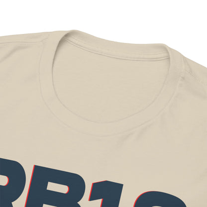 Close-up of the neckline of the Men's Red Bull RB19 F1 t-shirt, showcasing its high-quality cotton fabric and refined stitching.