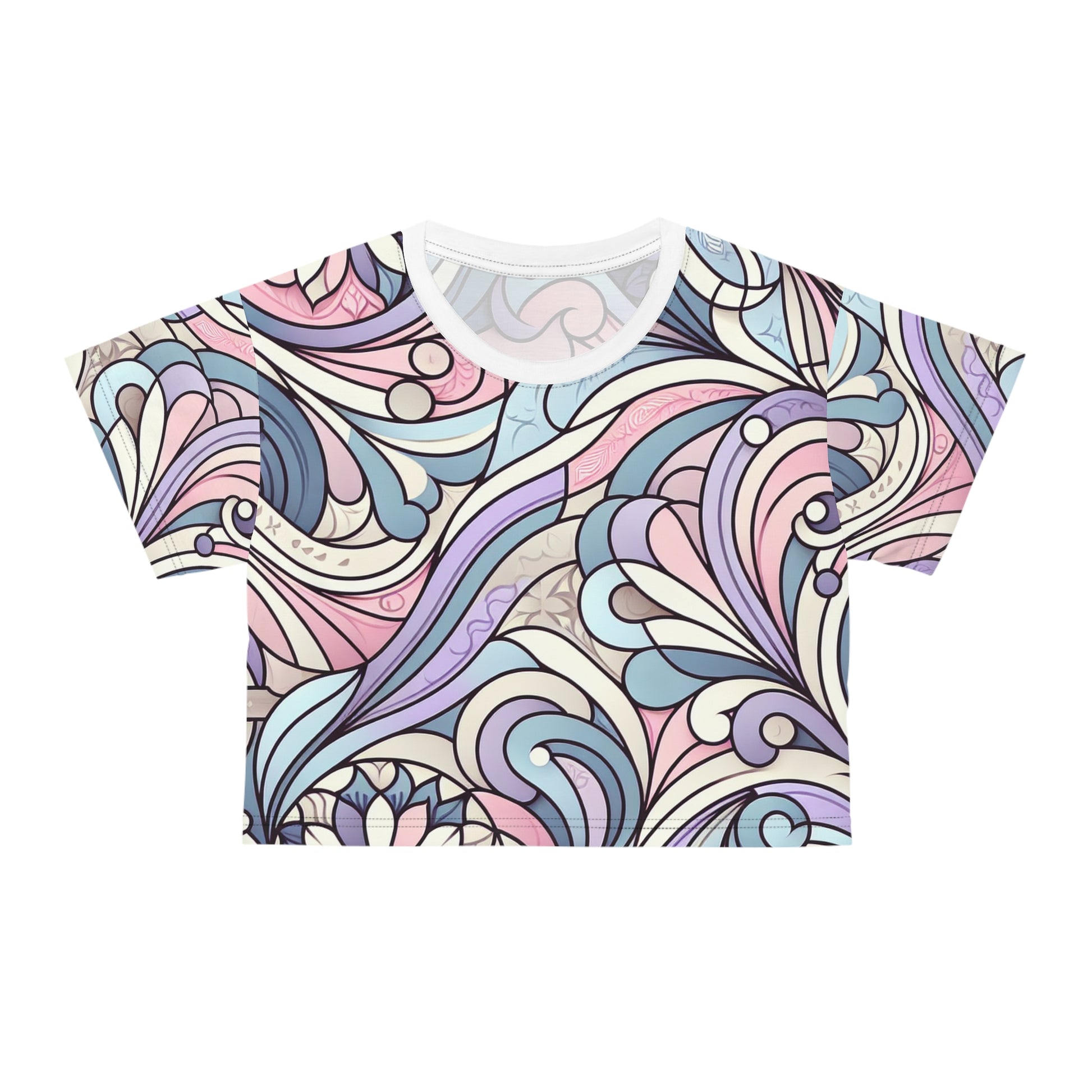 Aria Bellefonte Pastel Crop Top by Dazzling Dreams Studio showcasing the luxurious silky soft polyester fabric in a stunning blend of pastel colours.