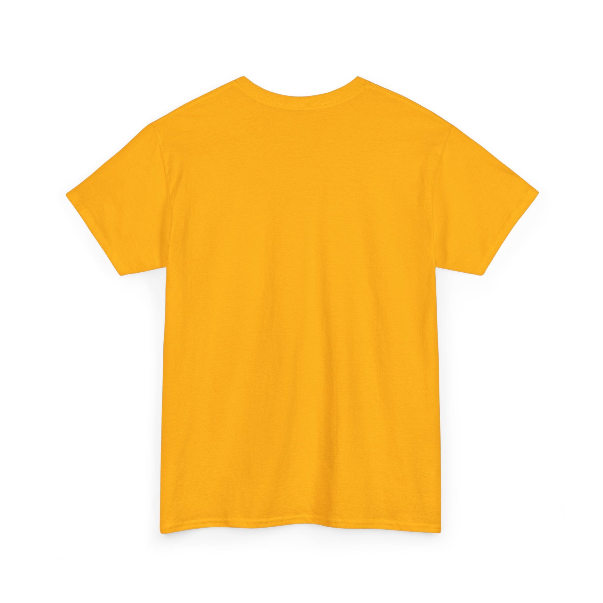 Refined back view of a luxury yellow T-shirt, crafted for a modern aesthetic and unparalleled comfort.
