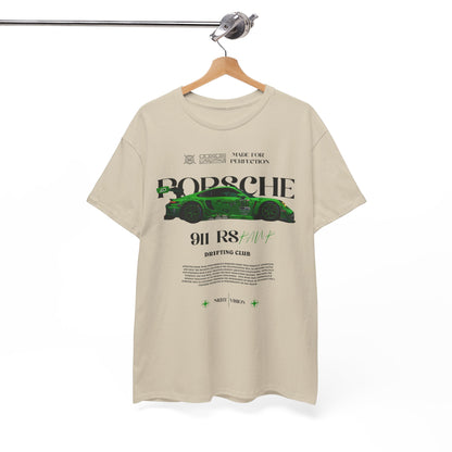 Elegant Porsche 911 RS t-shirt displayed on a hanger, highlighting the premium quality and attention to design details.