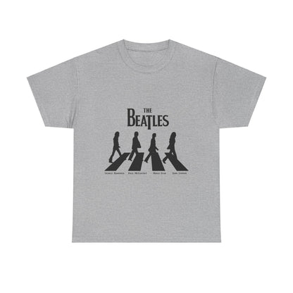 The Beatles Unisex Cotton Graphic Tee featuring iconic Abbey Road logo in grey, vintage style t-shirt for music enthusiasts.