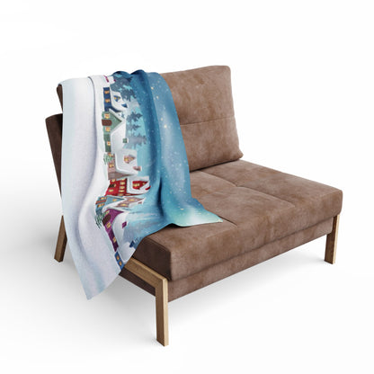 Decorative and Warm Christmas Arctic Fleece Blanket elegantly draped over a stylish armchair, enhancing a cozy winter decor.