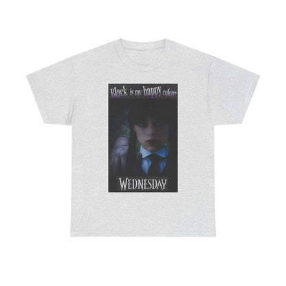 Wednesday Addams Unisex Graphic Tee featuring a tasteful design embodying a dark whimsy, crafted for elegant individuals in a heather grey shade.