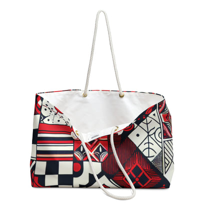 Interior view of Valeria Belmonte Luxury Weekend Tote Bag by Dazzling Dreams Studio illustrating spacious compartments perfect for stylish weekend getaways.