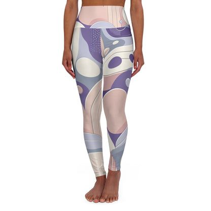Pastel Purple High-Waisted Leggings with Bubble Pattern by Dazzling Dreams Studio, showcasing a luxurious design ideal for gym and casual wear.