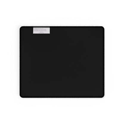 Cosmic Hieroglyphic Tranquility Mat - Desk: Stylish square mouse mat designed with a sleek black surface, perfect for both aesthetics and functionality in a high-end office setting.