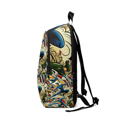 Vibrant Pop Art Backpack by Dazzling Dreams Studio, featuring dynamic cartoon characters and a chic modern design, perfect for fashion-forward individuals.