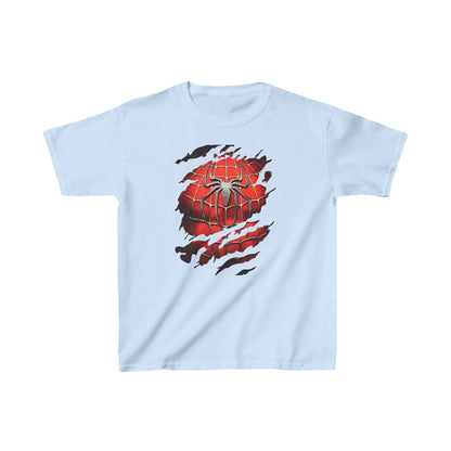 Unisex Kids Spider-Man Cotton T-Shirt in light blue, elegantly featuring a dynamic graphic of Spider-Man, appealing to young adventurers and fashion-conscious kids.