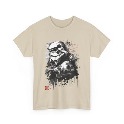 Star Wars Stormtrooper Graphic T-Shirt in a stylish beige colour, showcasing an artistic illustration of a Stormtrooper character against a vibrant splash background, perfect for urban fashion enthusiasts.