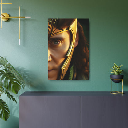 Marvel Loki Metal Art Poster enhancing a chic room decor, perfectly capturing the essence of elegance and mischief associated with the beloved character.