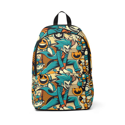 Trendsetter Pop Art Backpack showcasing unique cartoon characters with a chic colour palette by Dazzling Dreams Studio, perfect for a stylish statement.