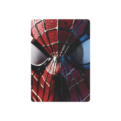 Elegant Spider-Man metal wall art poster in matte finish, showcasing the intricate design of Spider-Man's face, ideal for adding luxury to contemporary interiors.