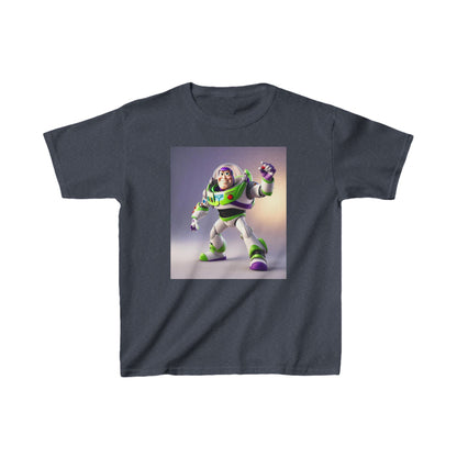Luxurious Kids Buzz Lightyear Heavy Cotton T-Shirt featuring iconic Buzz Lightyear graphic, ideal for young space rangers.
