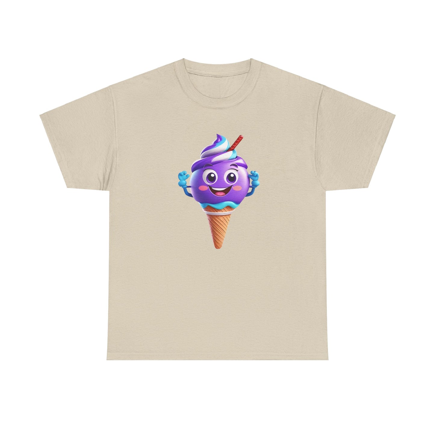 Scoop of Joy: Cartoon Ice Cream Cone Character Tee Unisex Cotton Graphic T Shirt