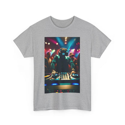 Street Monster Graphic T-Shirt in grey featuring a vibrant DJ graphic, ideal for urban streetwear enthusiasts, showcasing style and comfort.