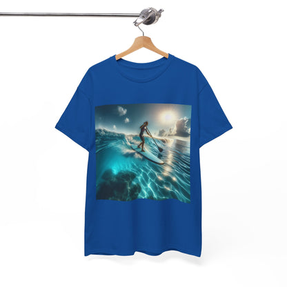 High-quality graphic of paddleboarding on the Delightful Paddle Board T-Shirt by Dazzling Dreams Studio, appealing to active lifestyle enthusiasts.