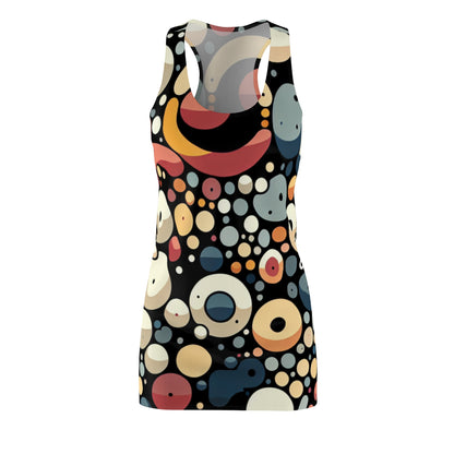 Chic Modern Blobs Pattern Racerback Dress featuring a unique artistic design with dynamic blob shapes, perfect for stylish comfort in a luxury wardrobe.