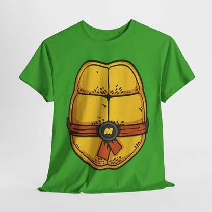 Luxury Michelangelo Teenage Mutant Ninja Turtles unisex graphic t-shirt featuring a vibrant yellow shell design, symbolising adventure and style.