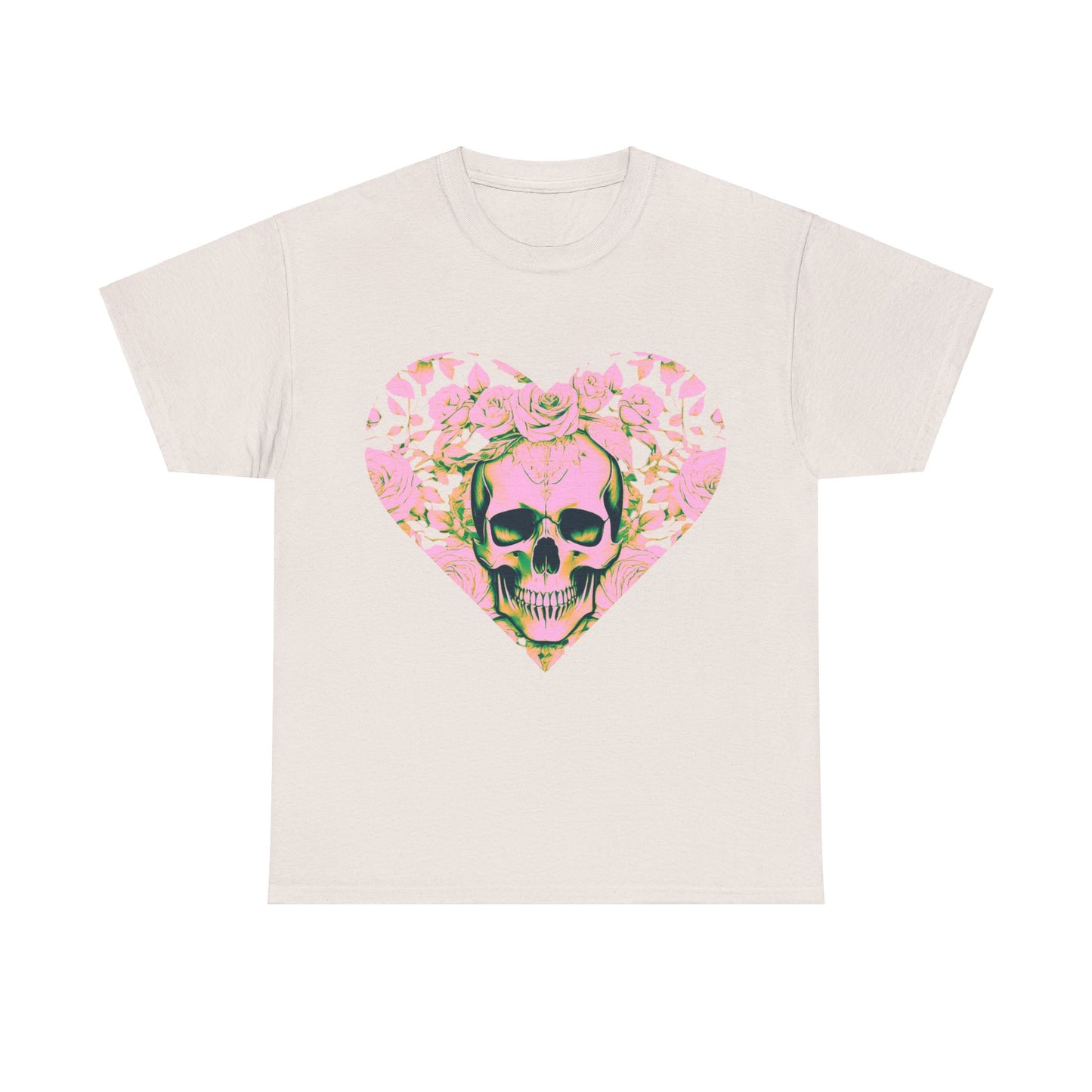 Skulls and Roses Cotton Tee, Unisex Graphic Shirt, 7 color choice