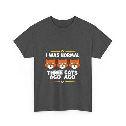 Front view of the Crazy Cat Lady Graphic T-Shirt displaying charming feline illustrations in a deep, luxurious grey hue.
