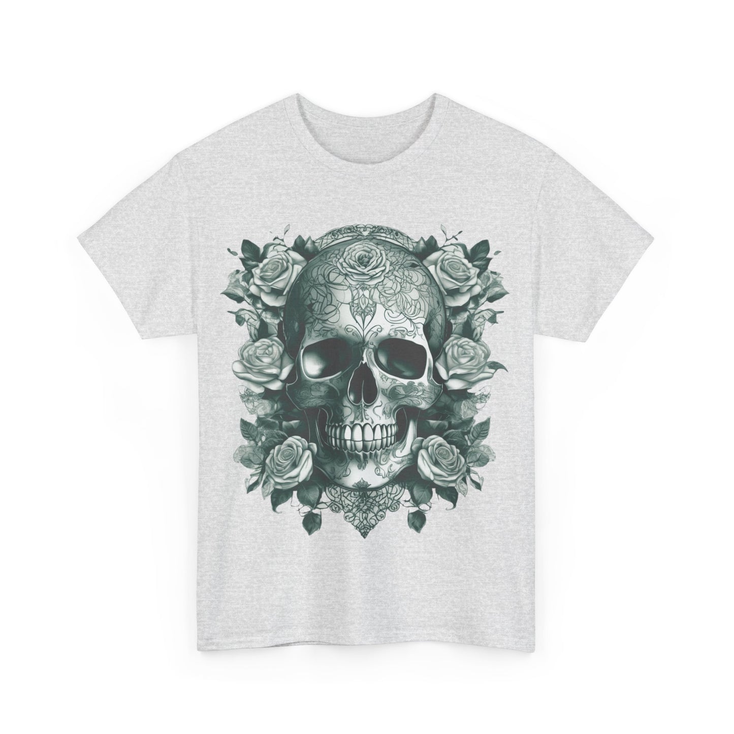 Skulls and Roses Cotton Tee, Unisex Graphic Shirt, 7 color choice