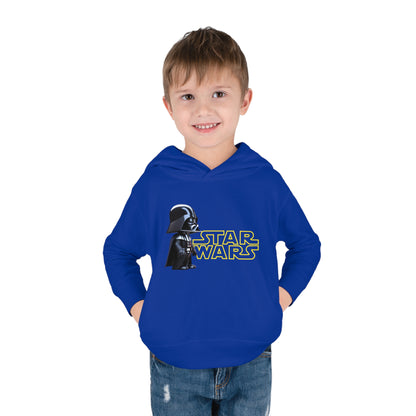 Kids Unisex Cute Darth Vader Star Wars Hoodie showcased on a young boy, featuring a charming Darth Vader graphic that enhances the luxurious fleece fabric, perfect for ages 2-5.