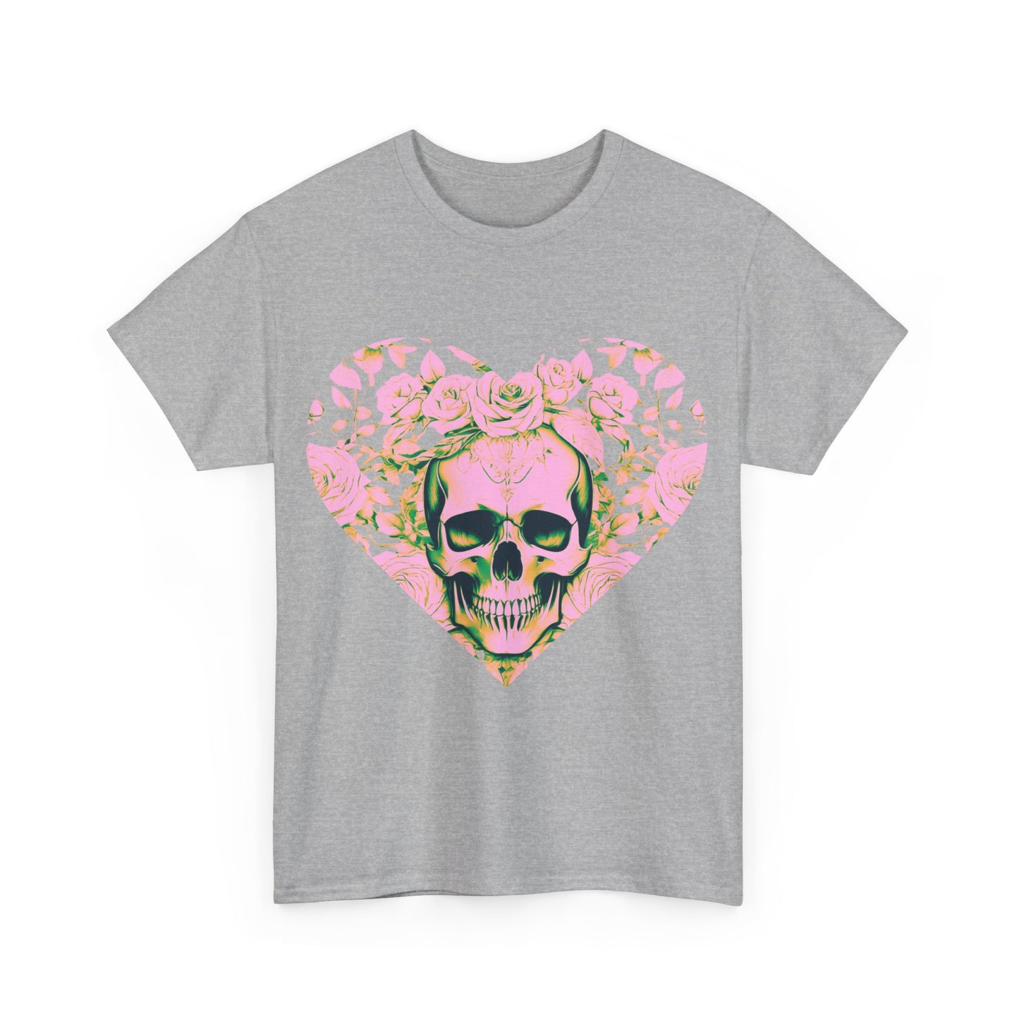 Skulls and Roses Cotton Tee, Unisex Graphic Shirt, 7 color choice