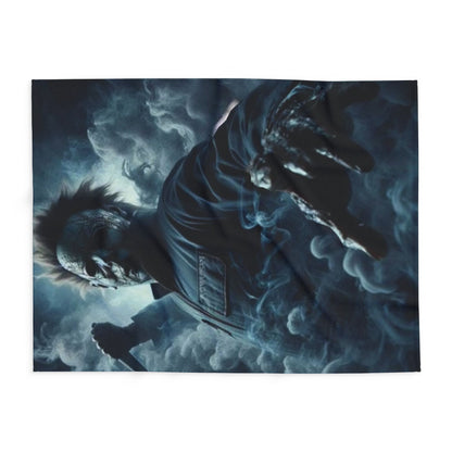 Artistic view of the Halloween Spooky Jason Voorhees Arctic Fleece Blanket highlighting intricate details and luxurious feel.
