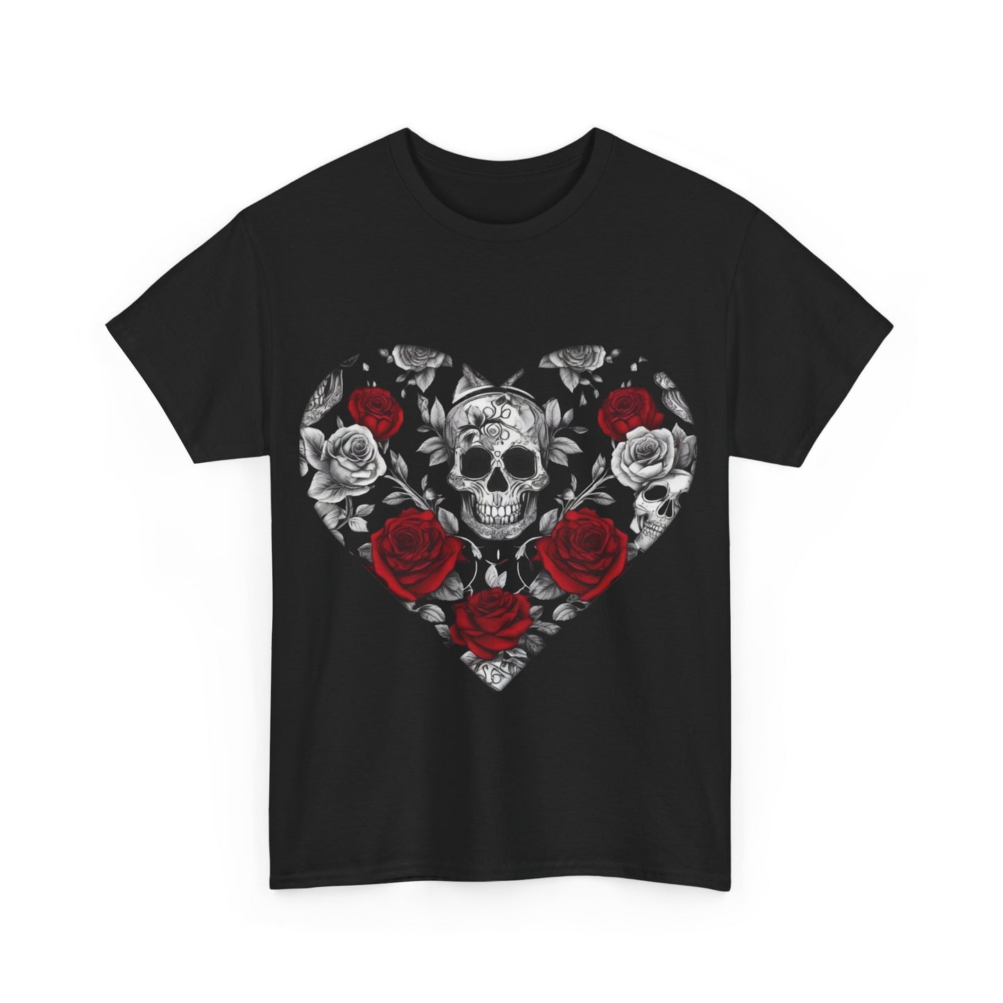 Skulls and Roses Cotton Tee, Unisex Graphic Shirt, 7 color choice