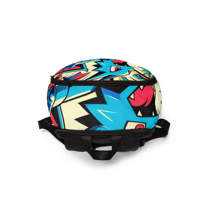 Minimalist Harmony Pop Art Backpack by Dazzling Dreams Studio featuring a vibrant cartoon design that beautifully combines playful aesthetics and sophisticated comfort, perfect for stylish individuals.