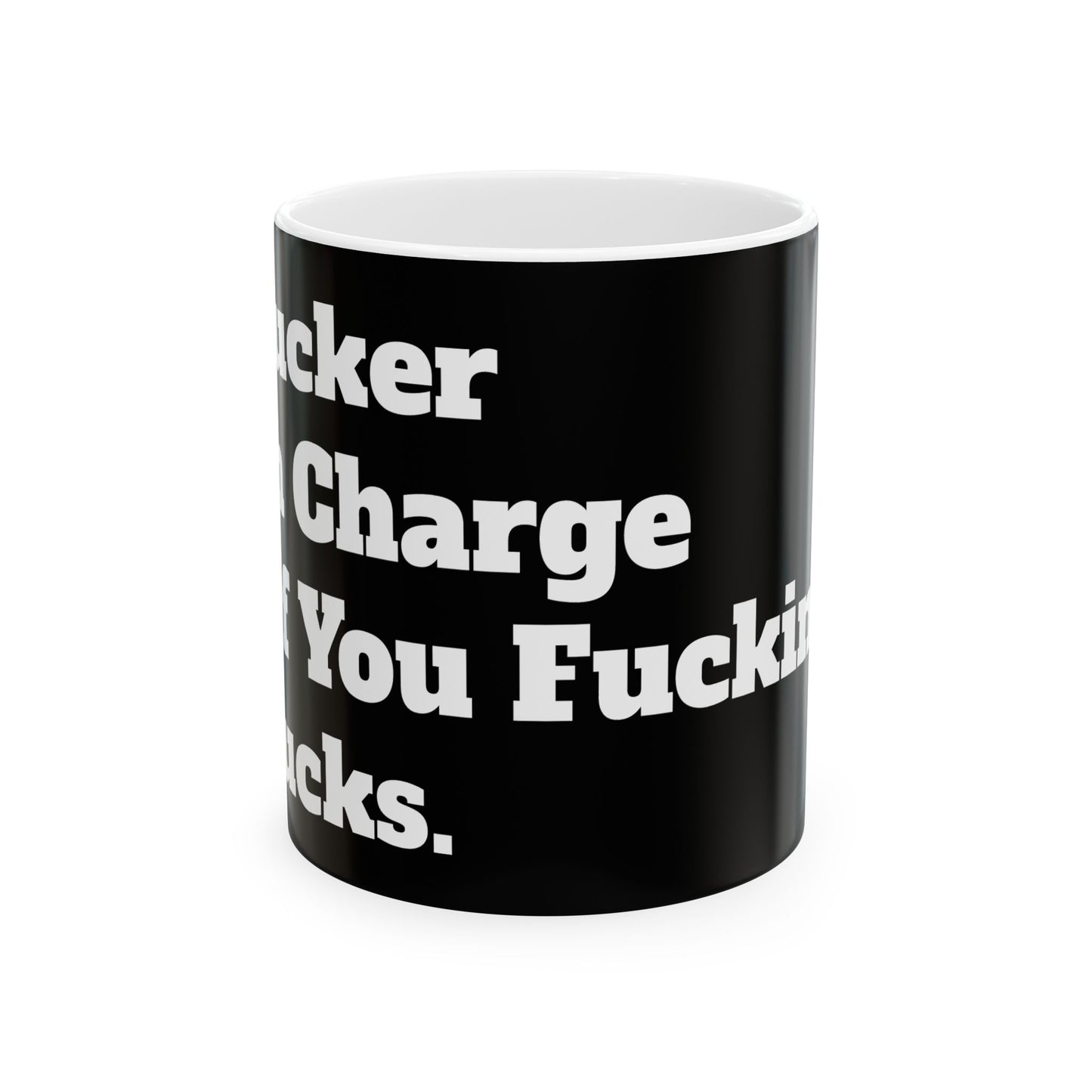 Inappropriate Slogan Ceramic Mug featuring the F-word, perfect for a cheeky coffee break, ideal for funny office gifts.