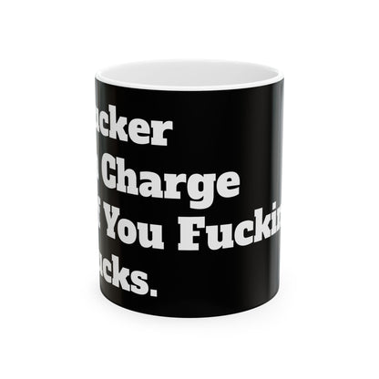 Inappropriate Slogan Ceramic Mug featuring the F-word, perfect for a cheeky coffee break, ideal for funny office gifts.
