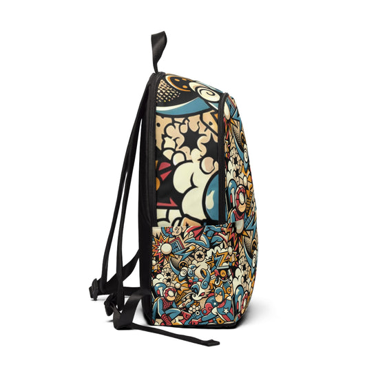 Close-up of the Electric Comic-Style Minimalist Chic Backpack's luxurious fabric and artistic details, crafted by Dazzling Dreams Studio to embody modern chic flair.