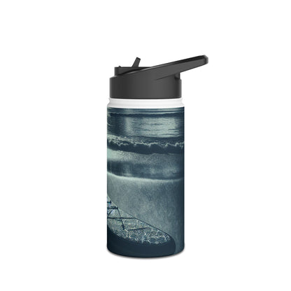 Fantasy Paddleboarding Stainless Steel Water Bottle showcasing a stylish wave design, ideal for luxury hydration during water sports adventures.