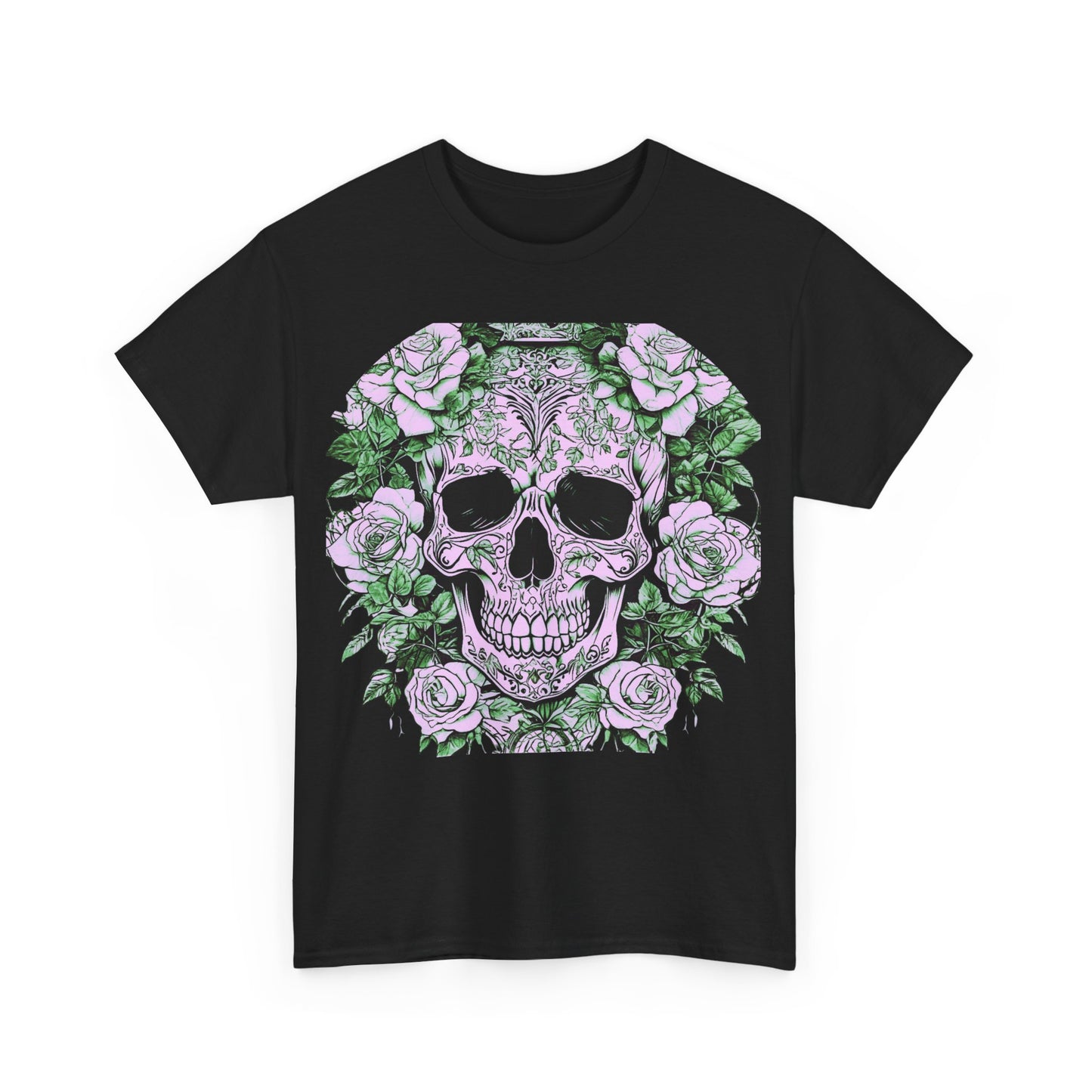 Skulls and Roses Cotton Tee, Unisex Graphic Shirt, 7 color choice