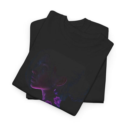 Tattooed Beauty Funny Graphic Unisex T-Shirt featuring a captivating design with a close-up of a woman's face adorned with vibrant flower tattoos, ideal for artistic self-expression.